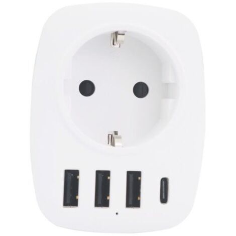 Multiprise USB, chargeur USB avec 1 sortie secteur, 1 port USB-C et 3 ports USB, compatible avec iPhone/iPad, idéal pour la maison (1/5)