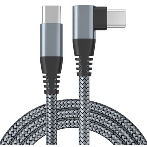 Chargeur USB-C avec connecteur coudé, charge rapide 60 W, gris, 3 m (1/2)