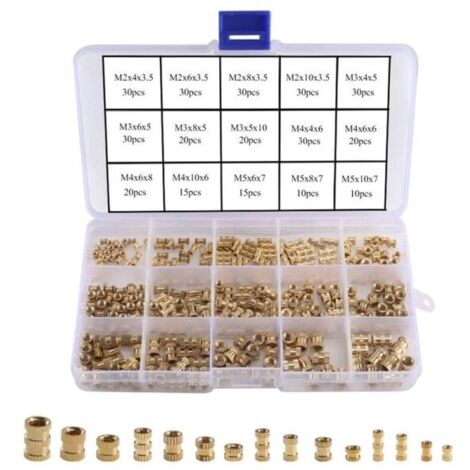 330 écrous à sertir filetés M2 M3 M4 M5, écrous moletés en laiton pour pièces en plastique imprimées en 3D (1/5)