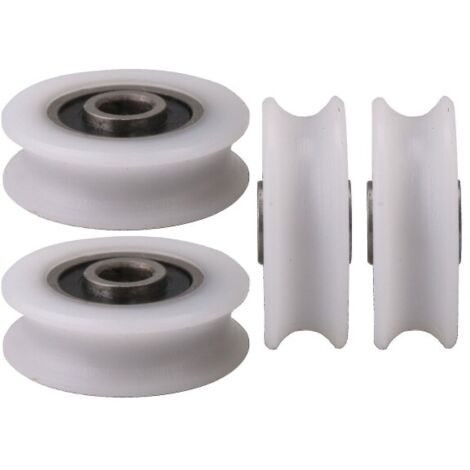 poulies en nylon à gorge en U blanches, 4 x 20 x 6,5-7,4 mm de diamètre intérieur, pour porte coulissante