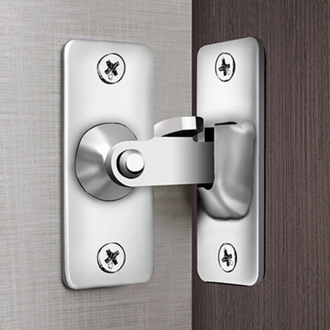 Serrure de porte coudée en acier inoxydable à 90 degrés, couleur argent. (1/5)