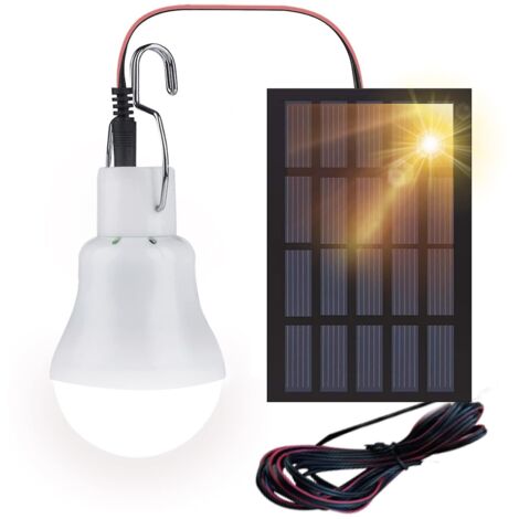 Ampoule LED solaire pour abri de jardin, lampe lanterne portable rechargeable par USB avec panneau solaire, 110 lumens, idéale pour le camping, la cuisine et le jardin (intérieur/extérieur). (1/5)