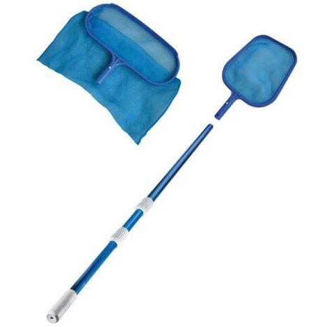 Pack nettoyage pour piscine - Manche télescopique - Epuisette de fond - Epuisette de surface