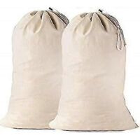 2 Pcs Extra Large Cotton Laundry Bag, Heavy Duty Large Laundry Bags 24 x 36 inch XL Drawstring Travel Organizer Bag Fit Hamper Basket Camp Home