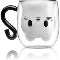 2025 Cat Mugs with Handle Cute Coffee Mug Double Wall Glass Tea Cup Birthday Gifts Halloween Christmas Valentines Mothers Day Easter Present Idea