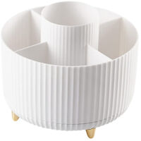 Organisateur de maquillage rotatif à 360° - Porte-pinceaux de maquillage avec 5 compartiments pour cosmétiques, bijoux et accessoires de maquillage - Idéal pour coiffeuse, chambre et rangement de four