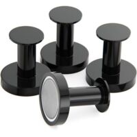 Houhence – Porte manteau aimanté avec 4 crochets muraux noirs – Charge maximale 30 kg – Aimants en métal néodyme pour fixation sur porte et frigo