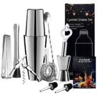 Coffret à cocktails 10 pièces, set de bar, shaker 700 ml - Acier inoxydable argenté