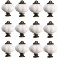 Lot de 12 boutons de porte de meuble vintage de 30 mm en céramique blanche, avec 12 vis, pour tiroir de meuble.
