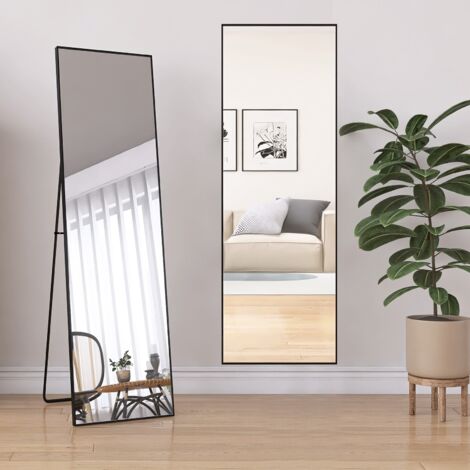 Ganzkörperspiegel HD 2 in 1, 140x40cm, Rechteckig, mit Metallrahmen, Wandspiegel für Wohnzimmer oder Ankleidezimmer - Schwarz