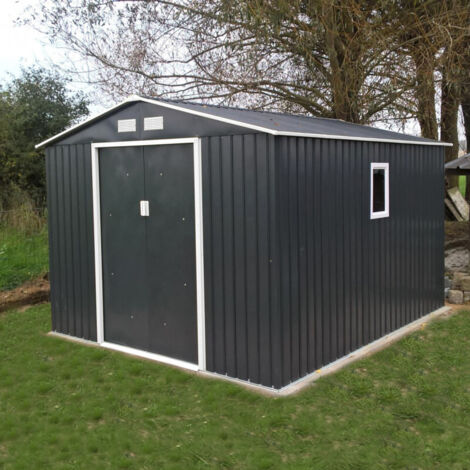 Abri Jardin Métal 8,84m²Anthracite Kit Ancrage X-METAL