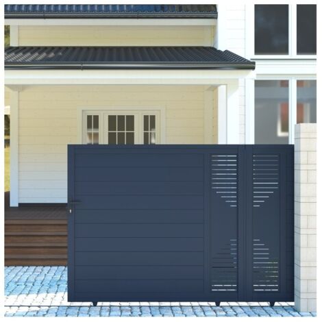Portail Coulissant Alu 300x158cm Anthracite X-Metal Fancy TIME