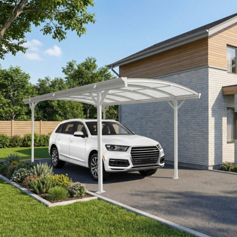 Carport Aluminium Blanc 3x4,34m Polycarbonate 6mm X-METAL