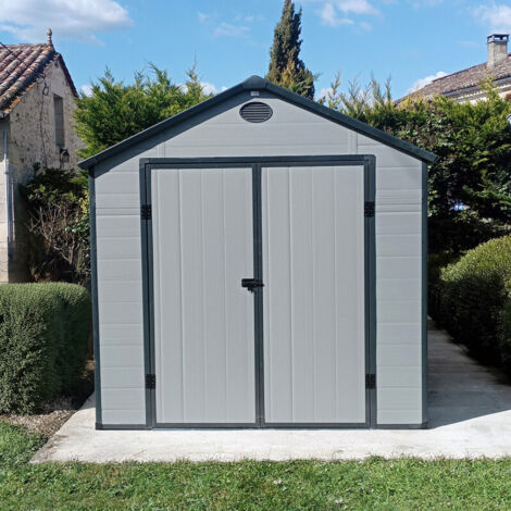 Abri Jardin Résine 5,32m2 Anthracite Kit Ancrage Jôbu