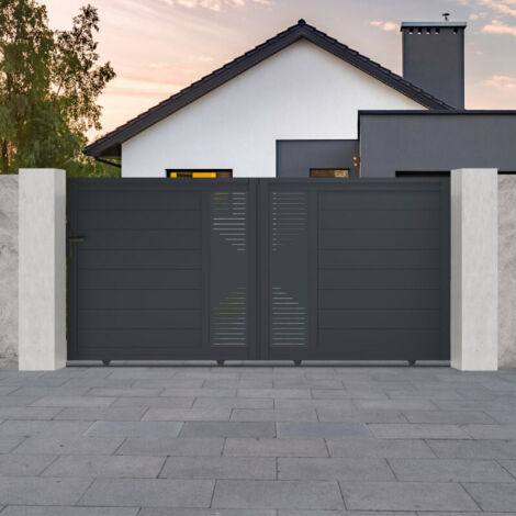 Portail Coulissant Aluminium 300x142cm Anthracite X-Metal Fancy