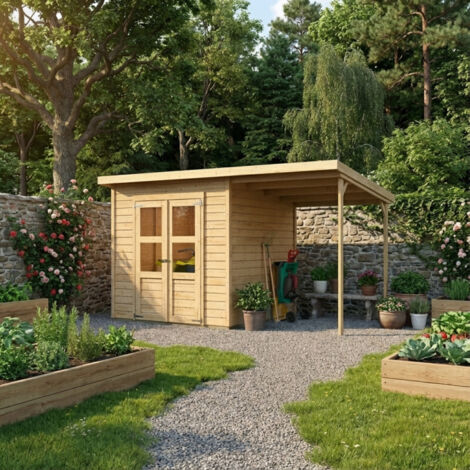 Abri Jardin Bois Brut 4.5m² Appentis Merseburg 4 Karibu