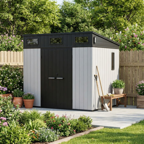 Abri Jardin Résine Gris 6m2 Toit Incliné Plancher Jôbu DOCKER