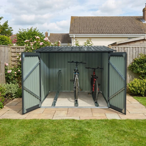 Abri à Vélos Métal Anthracite 3,32m² avec Kit Ancrage X-METAL