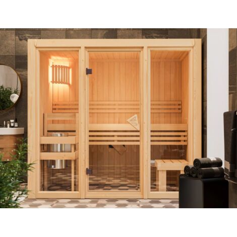 Sauna Intérieur Bois Massif 2-3 Places 68mm Karibu Avari 2