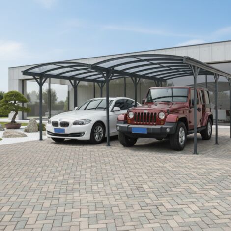 Carport Aluminium Double 30.3m² Anthracite Polycarbonate 6mm
