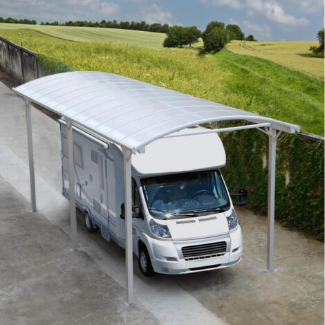 Carport Aluminium Blanc 3.6x7.62m Polycarbonate 6mm X-Metal