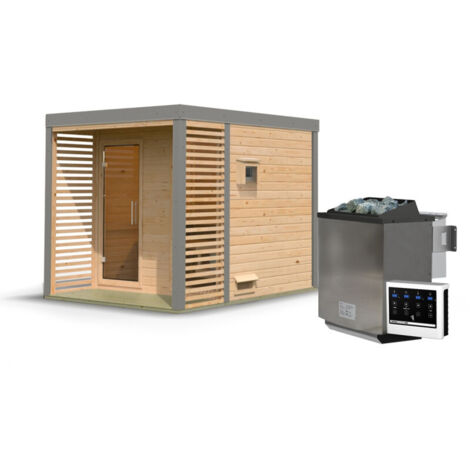 Sauna Exterieur 4-5 Places Epicea Nordique 38mm Terrasse Poele 9kW Ares 2 (1/5)