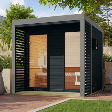 Sauna Exterieur 4-5 Places Epicea Nordique 6.45m2 Terrasse - Karibu Ares 2