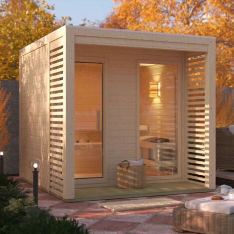 Sauna Exterieur Tonneau Angkor 2-5 Places Bois Epicea 38mm