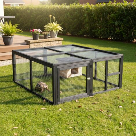 Enclos Tortues Extérieur Bois 120x110x50cm Pliable Shelty Pet