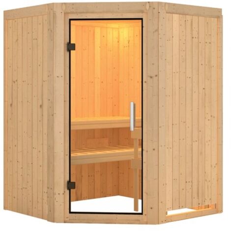 Sauna d'angle intérieur Nanja 2-3 places 68mm - Karibu