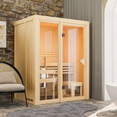 Sauna Intérieur Bois Massif 1-2 Places 68mm Karibu Avari 1