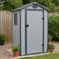 Abri Jardin Résine 1,34m2 Gris Anthracite Kit Fondation JOBU
