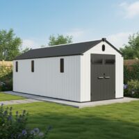 Abri Jardin Résine Gris 14m2 Plancher Inclus - Jobu DOCKER