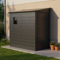 Abri Jardin Adossé Résine 2,09m2 Porte Verrouillable Jôbu Anthracite