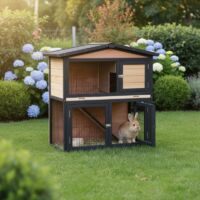Clapier Bois FSC Thermo-Traite 101x55x100cm Shelty Pet Noir