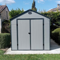 Abri Jardin Résine 5,32m2 Anthracite Kit Ancrage Jôbu