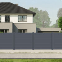 Clôture aluminium anthracite 190x166 cm – 10 lames opaques – Installation facile – Design moderne et recyclable – X-Metal