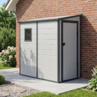 Abri Jardin Adossé Résine 2.09m2 Porte Verrouillable Jôbu Gris