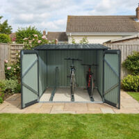 Abri à vélos en acier galvanisé anthracite 3,32m² – Résistant à la neige 100kg/m² – Kit d'ancrage inclus – Sécurisé avec portes verrouillables – X-Metal