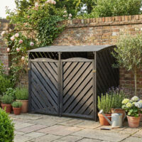 Cache-poubelles Double Bois FSC Noir 149x92x122cm Arbour