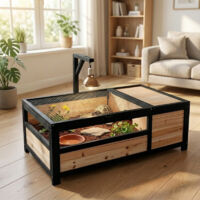Enclos Tortue Bois 97x57x33cm Shelty Pet avec Plateau Étanche
