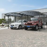 Carport double aluminium 30,3 m² – Couverture polycarbonate 6mm – Couleur anthracite – 9 poteaux de soutien pour stabilité accrue – X-Metal