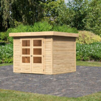 Abri de Jardin Karibu Askola 3,5 Bois Brut 19mm 5,95m² Double Porte Vitrée