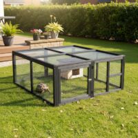 Enclos Tortues Extérieur Bois 120x110x50cm Pliable Shelty Pet
