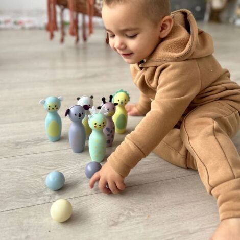 Jeu de Quilles Mini Bowling - YWEI - 2 Ballons - 10 Quilles - Mousse de