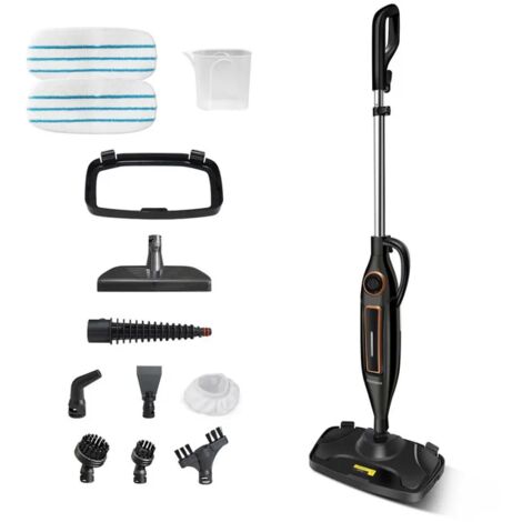 Balai vapeur 12 en 1 1250 W – Chauffage rapide 20s – Élimine 99.9% bactéries – 12 accessoires pour sols durs et tapis – Câble 5 m – Koticidsin