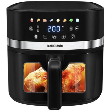 Friteuse Sans Huile 8,5L, KotiCidsin Air fryer 2000W avec fenêtre, Écran Tactile LED, 8 Programmes Prédéfinis, Pour 8 Personnes