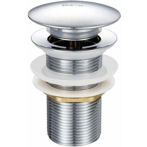 Bonde de lavabo pop-up sans trop-plein –Laiton chromé –Mécanisme bouton poussoir –Diamètre 66mm –Hauteur 78mm –Raccord G 1-1/4 (1/5)