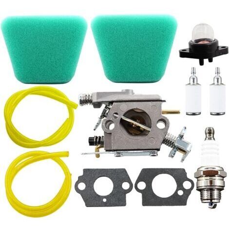 Kit de carburateur McCulloch 333 335 338 435 436 438 440 441 442 444 –Remplace Walbro WT-622 –Inclus 1 bougie, 2 joints, 2 filtres à air, 2 tuyaux