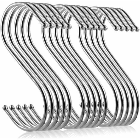 Un Lot de 15 Crochets en S en Acier Inoxydable, Antirouille et Anticorrosion Crochets Métal, 4.7\" en S Forme